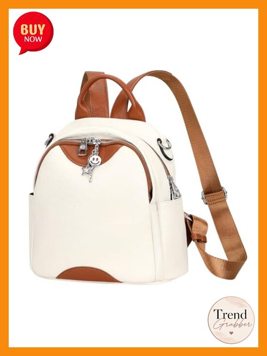Genuine Leather Convertible Backpack Purse Shoulder Bag Daypack